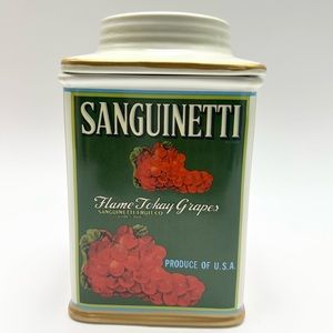 🍇♥️Oneida - Ceramic Vintage Label Collection Canister Sanguinetti Grapes.